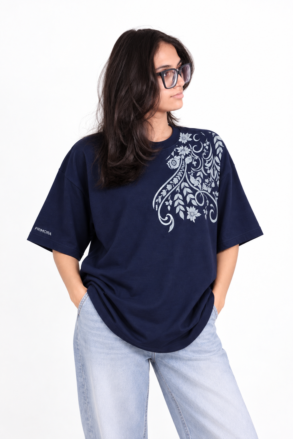 Ferns & Petals (Oversized pigmented printed T-Shirt)