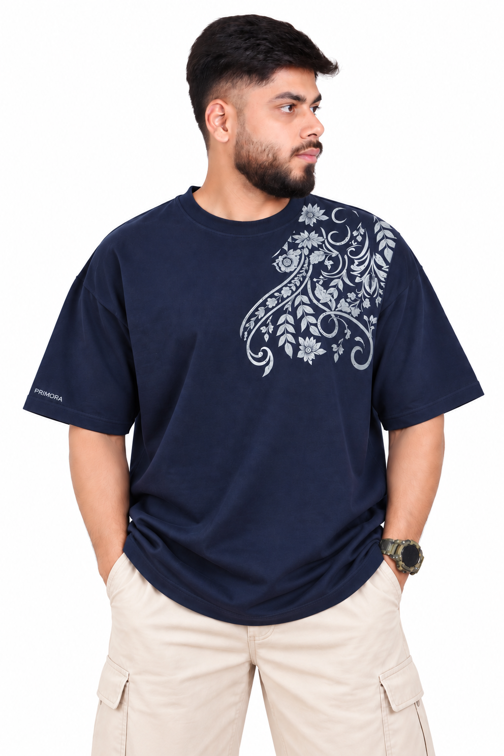 Ferns & Petals (Oversized pigmented printed T-Shirt)