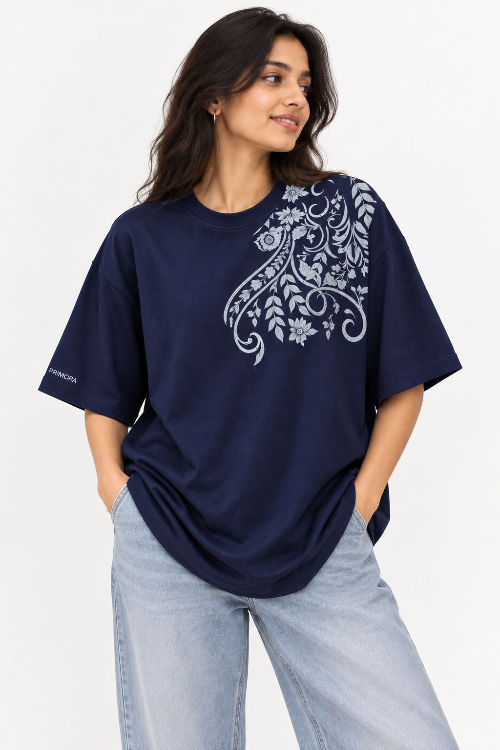 Ferns & Petals (Oversized pigmented printed T-Shirt)