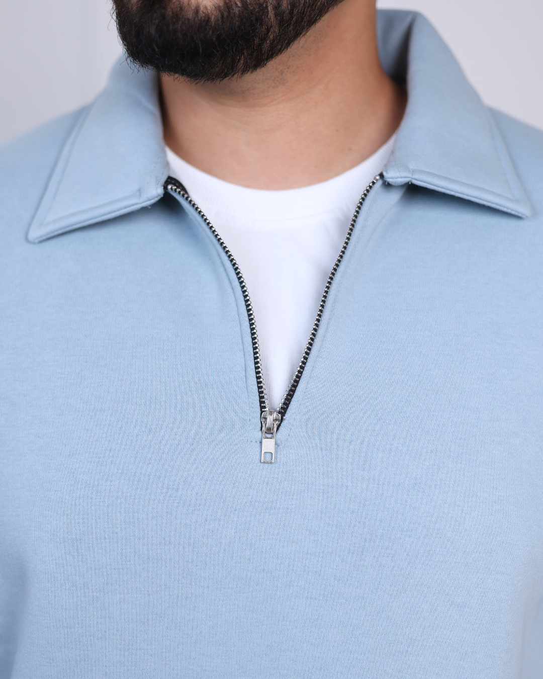 Pale Blue Quarter Zipper - 400 GSM