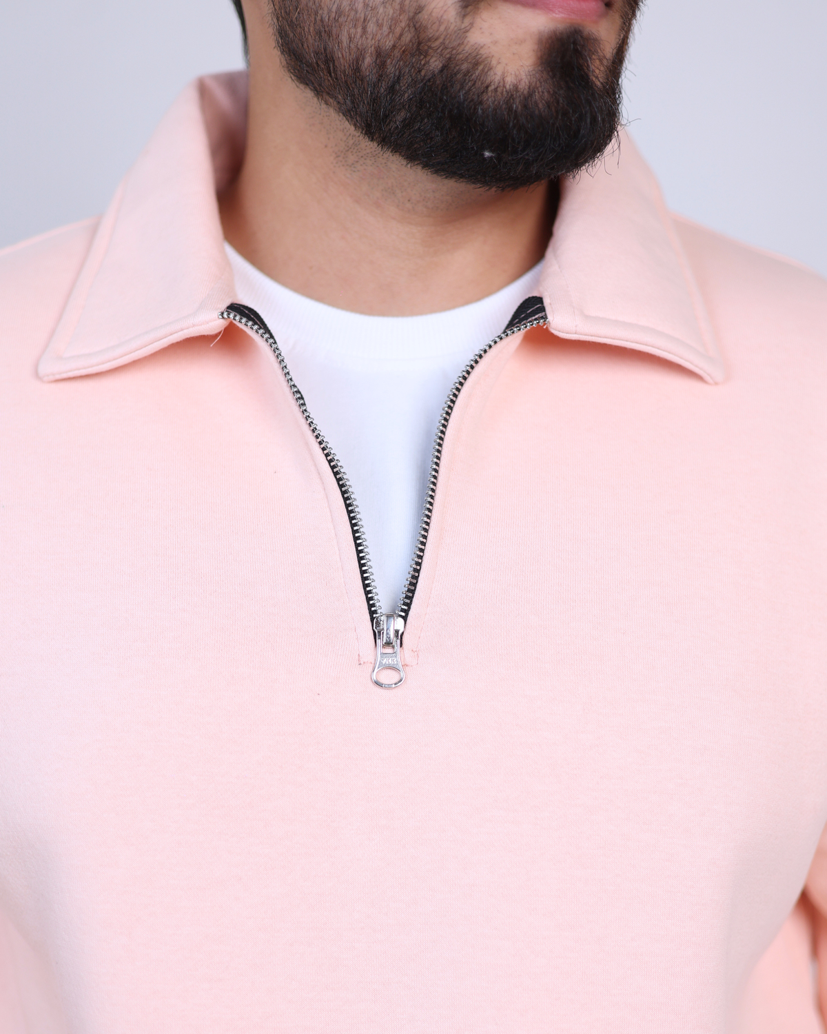 Peach Quarter Zipper - 400 GSM