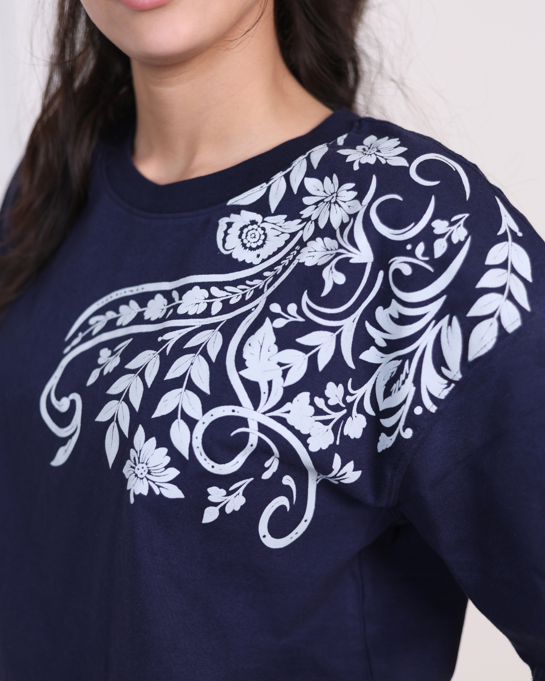 Ferns & Petals (Oversized pigmented printed T-Shirt)