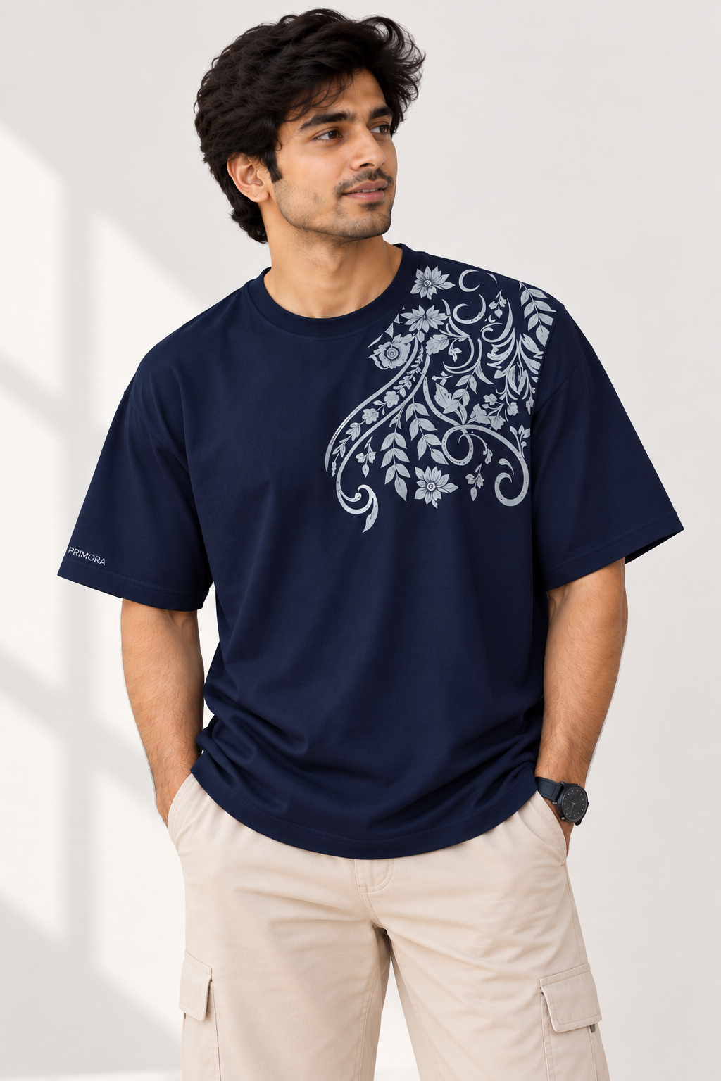 Ferns & Petals (Oversized pigmented printed T-Shirt)